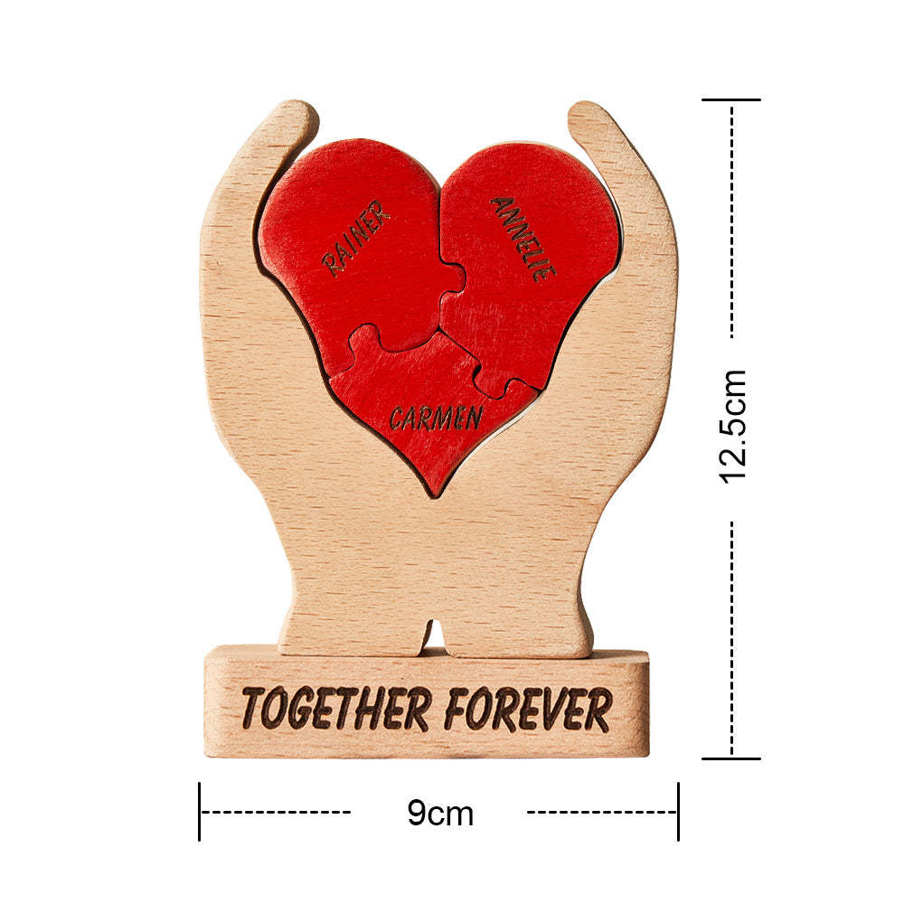 Nombres Personalizados Corazón De Madera Familia Rompecabezas Decoración Del Hogar Regalos De Navidad - TuNombrecollar