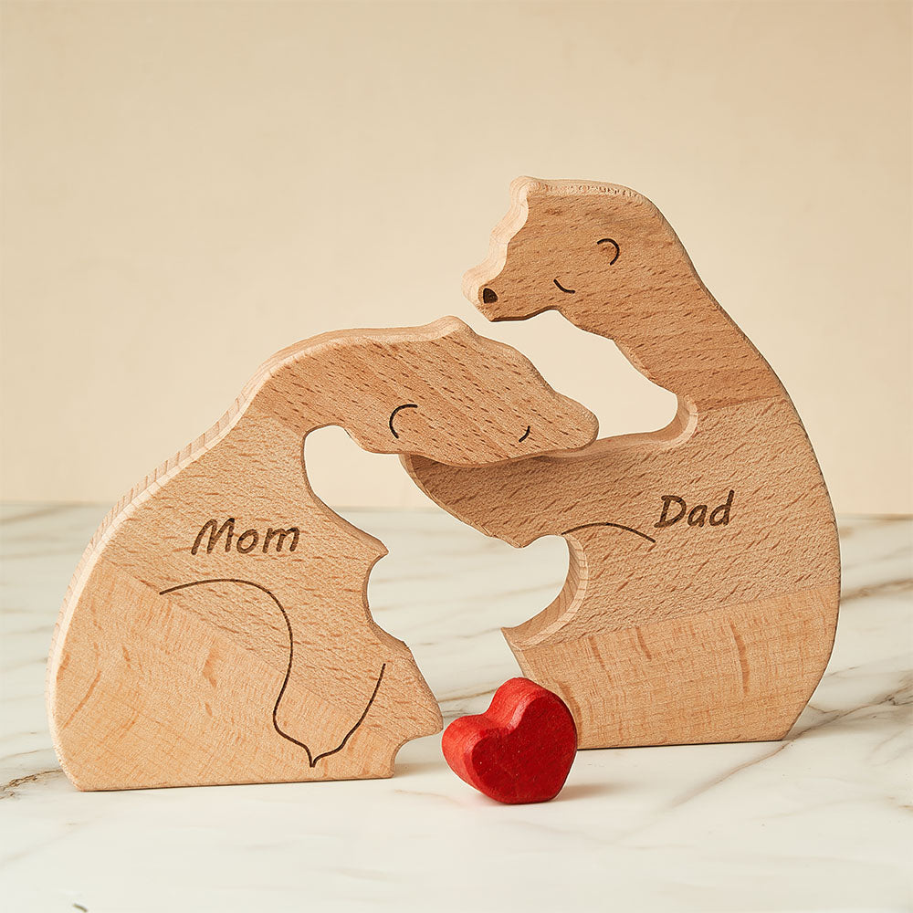 Nombres Personalizados Osos De Madera Familia Bloque Puzzle Decoración Del Hogar Regalos