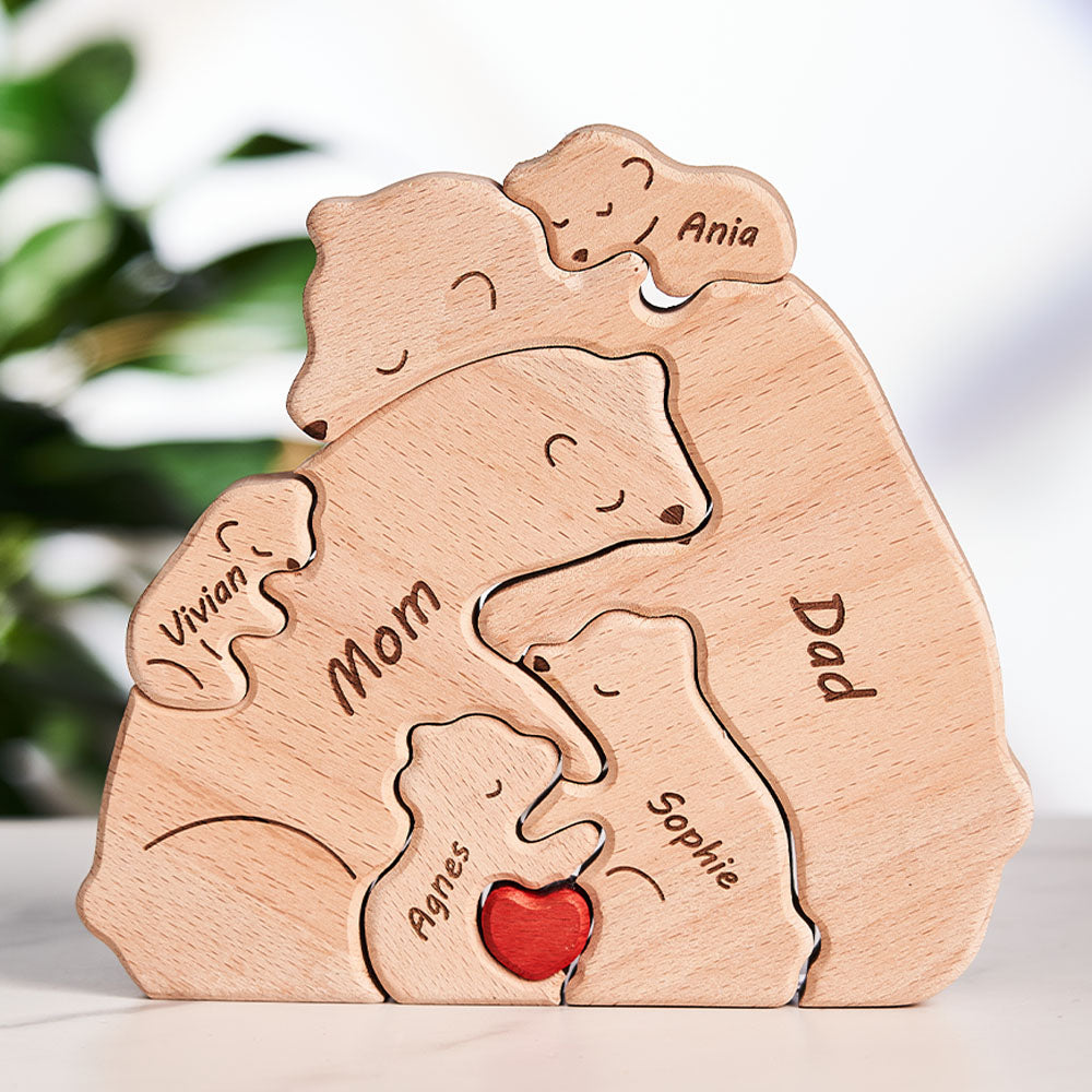 Nombres Personalizados Osos De Madera Familia Bloque Puzzle Decoración Del Hogar Regalos