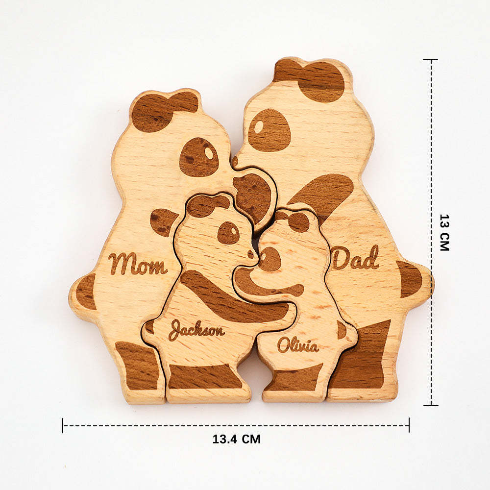 Nombres Personalizados Pandas De Madera Familia Bloque Puzzle Decoración Del Hogar Regalos - TuNombrecollar