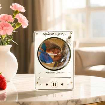 Tocadiscos Giratorio Personalizable Con Placa Fotográfica. Placa Musical Personalizada Con Foto Giratoria. Placa Magnética Para Fotos Y Música Con Altavoz. - 