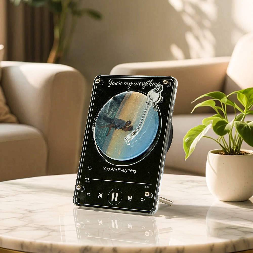 Tocadiscos Giratorio Personalizable Con Placa Fotográfica. Placa Musical Personalizada Con Foto Giratoria. Placa Magnética Para Fotos Y Música Con Altavoz. - 