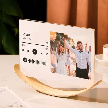Foto Personalizada Marcos Flotantes De Madera Música Personalizada Decoración De Mesa Regalo Para Pareja - TuNombrecollar