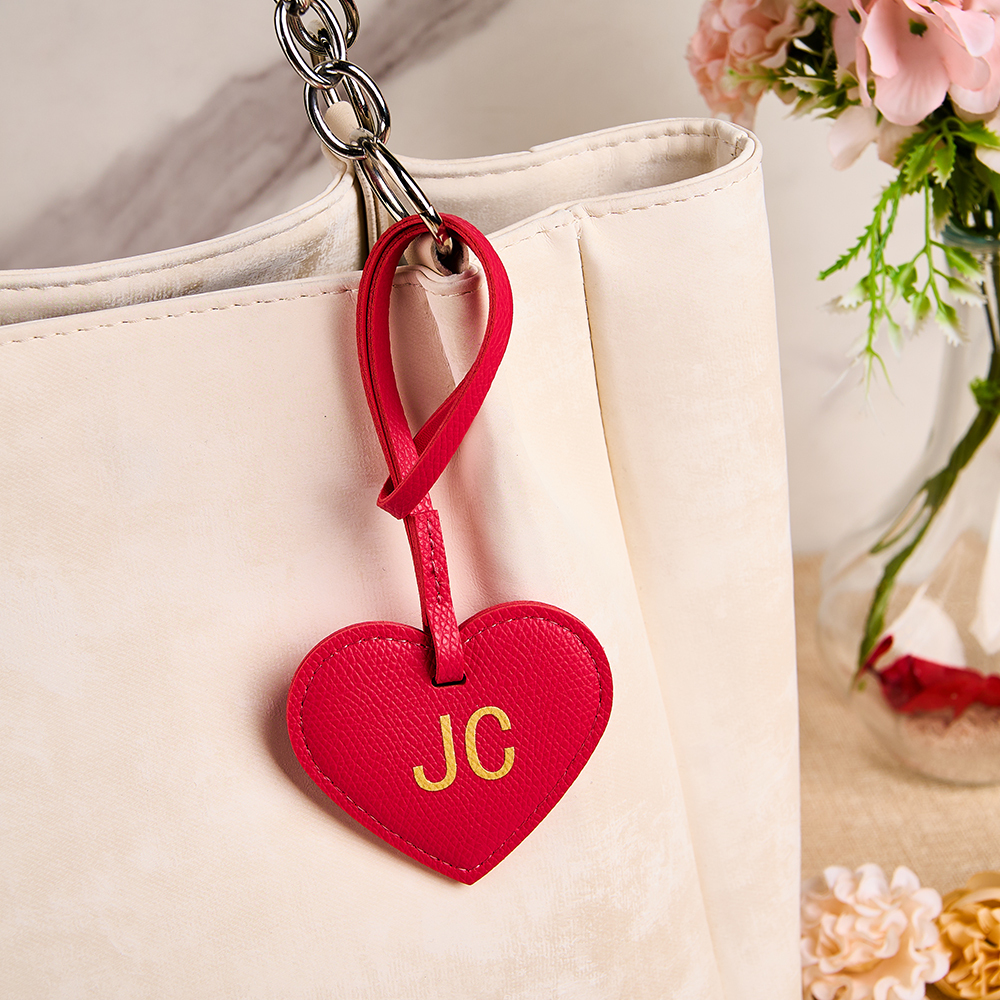 Dije De Bolso De Cuero Con Forma De Corazón Personalizado, Llavero De Cuero Con Forma De Corazón Y Colgante De Corazón Con Inicial, Accesorio Para Bolso, Regalo Para Ella - 
