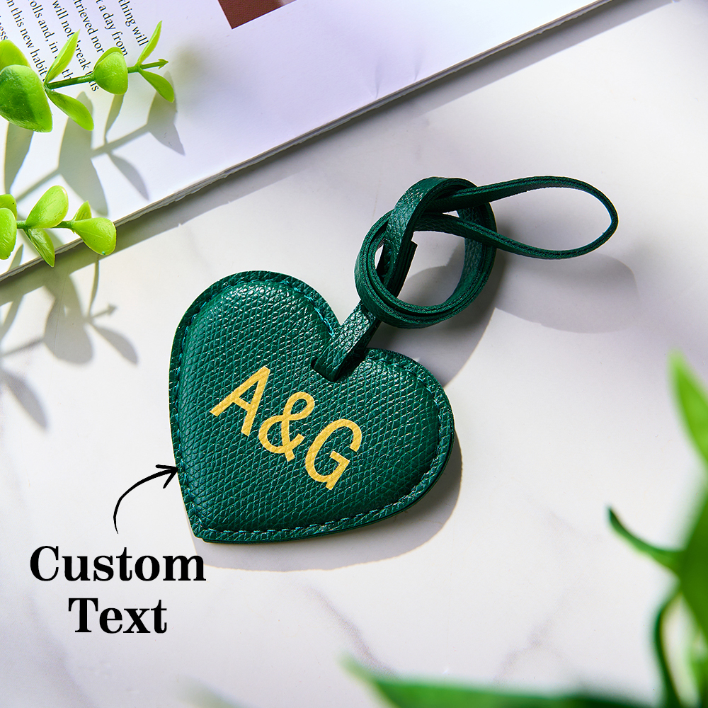 Dije De Bolso De Cuero Con Forma De Corazón Personalizado, Llavero De Cuero Con Forma De Corazón Y Colgante De Corazón Con Inicial, Accesorio Para Bolso, Regalo Para Ella - 