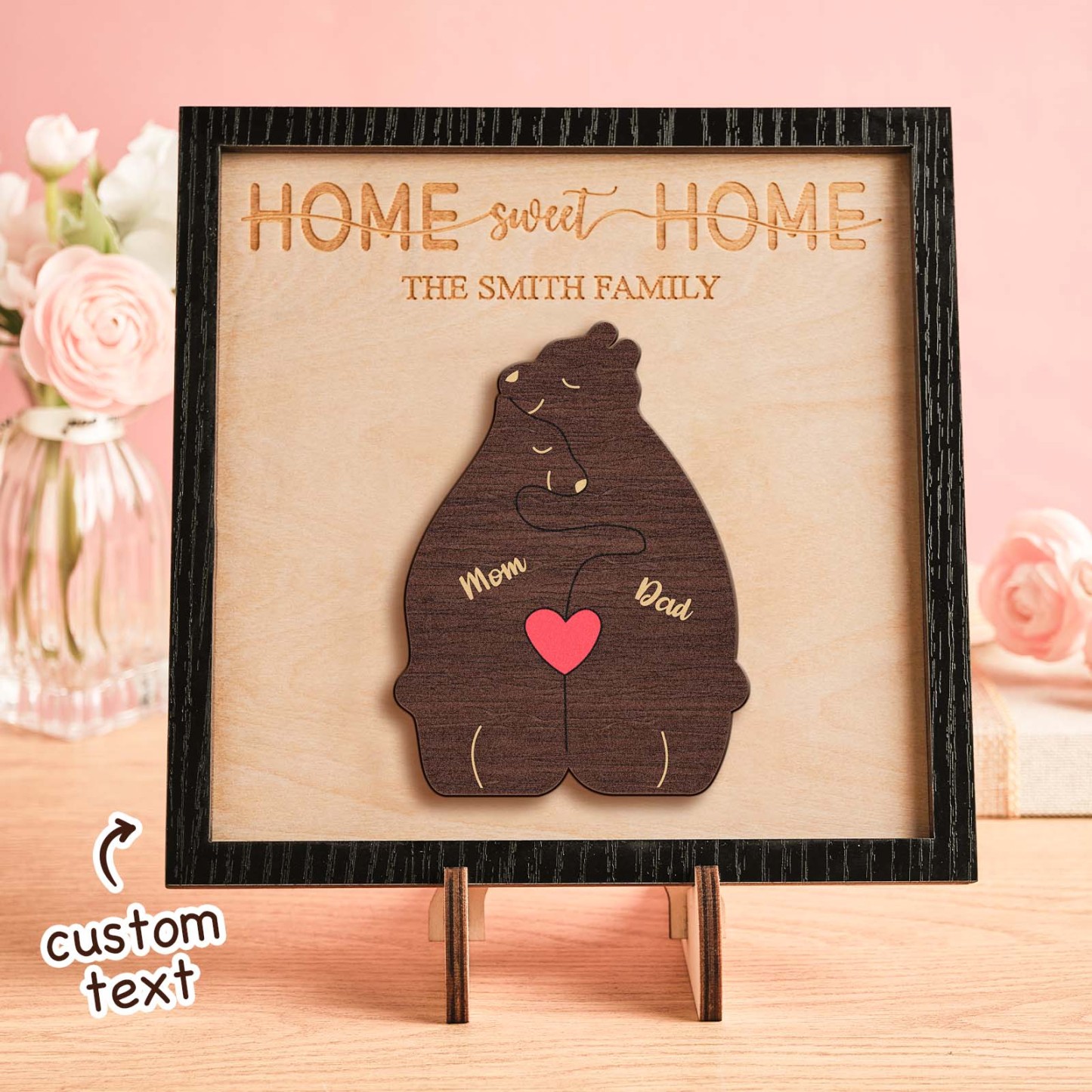 Nombre Personalizado Familia De Osos Rompecabezas Marco De Madera Decoraciones Para El Hogar De Madera Personalizadas Regalo Del Día De La Madre - TuNombrecollar
