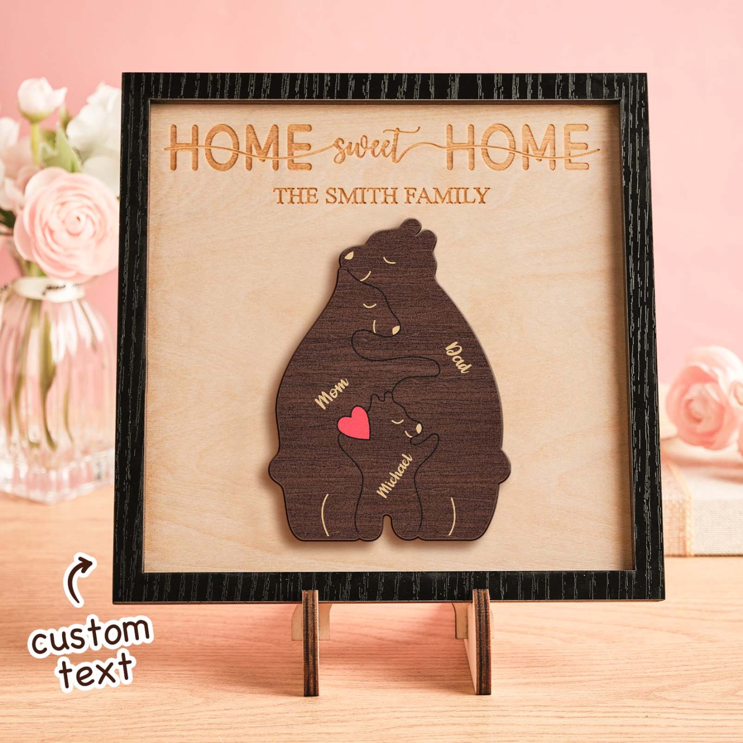 Nombre Personalizado Familia De Osos Rompecabezas Marco De Madera Decoraciones Para El Hogar De Madera Personalizadas Regalo Del Día De La Madre - TuNombrecollar