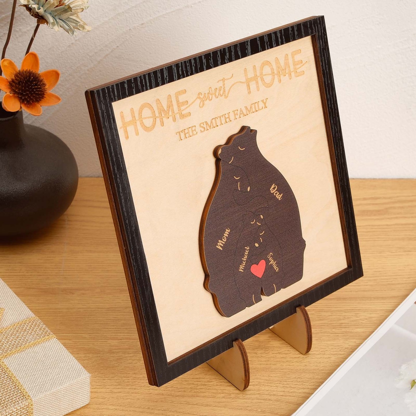 Nombre Personalizado Familia De Osos Rompecabezas Marco De Madera Decoraciones Para El Hogar De Madera Personalizadas Regalo Del Día De La Madre - TuNombrecollar