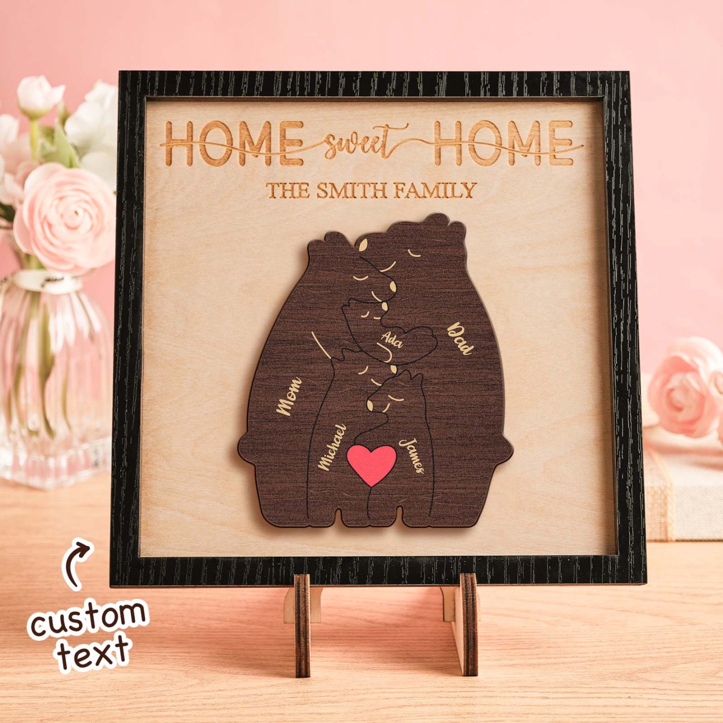 Nombre Personalizado Familia De Osos Rompecabezas Marco De Madera Decoraciones Para El Hogar De Madera Personalizadas Regalo Del Día De La Madre - TuNombrecollar