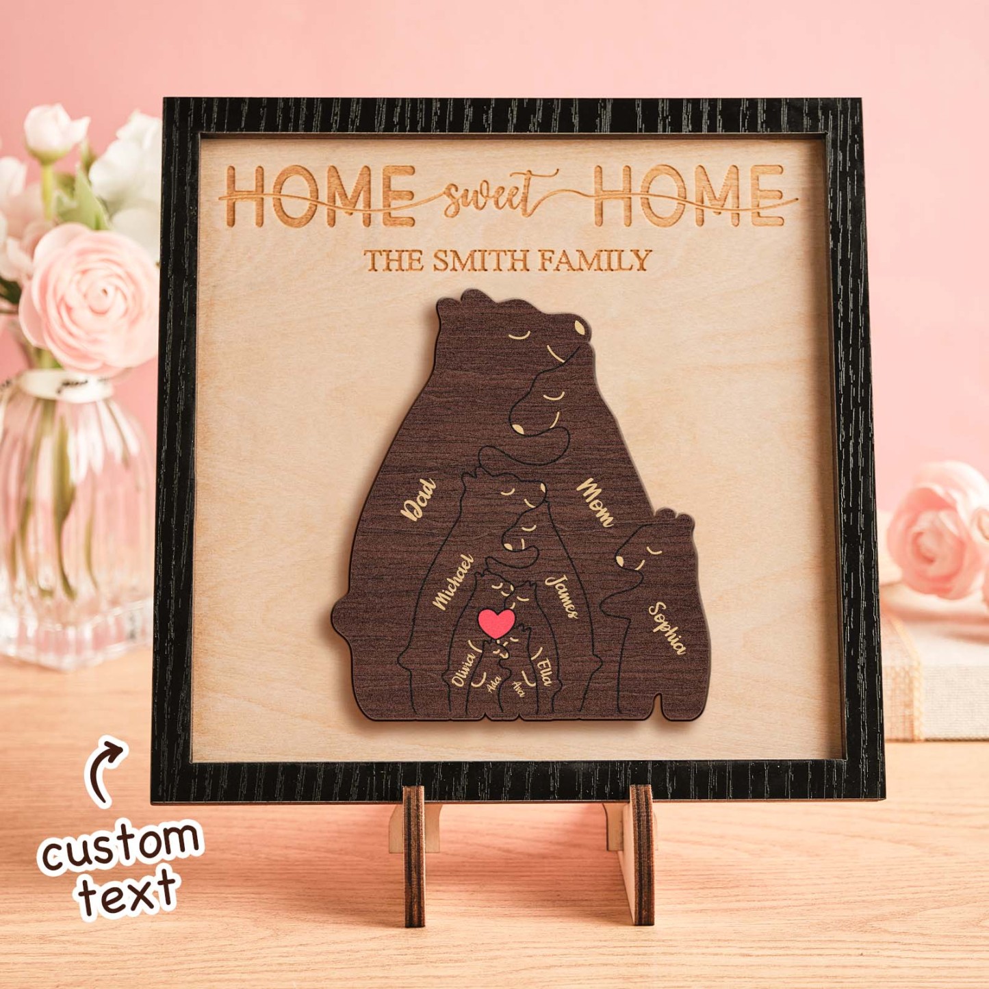 Nombre Personalizado Familia De Osos Rompecabezas Marco De Madera Decoraciones Para El Hogar De Madera Personalizadas Regalo Del Día De La Madre - TuNombrecollar