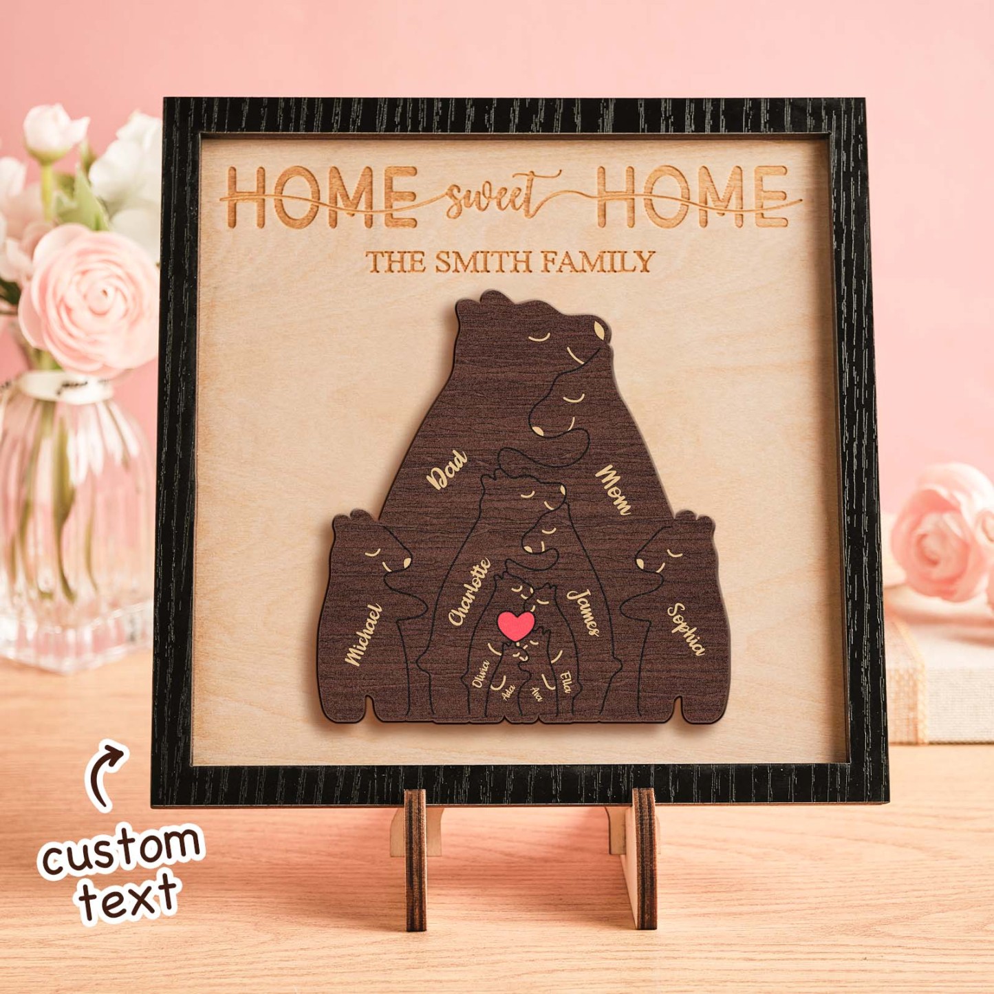 Nombre Personalizado Familia De Osos Rompecabezas Marco De Madera Decoraciones Para El Hogar De Madera Personalizadas Regalo Del Día De La Madre - TuNombrecollar