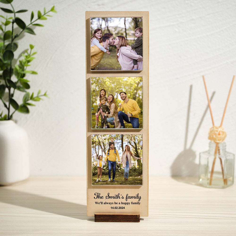 Marco De Madera Para Fotos Personalizado Con Texto Personalizado 1-4 Fotos - TuNombrecollar