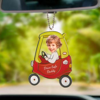 Drive Safe Daddy-adorno Personalizado Con Foto De Coche, Regalos Del Día Del Padre, Accesorios Colgantes Para Espejo Retrovisor De Coche - TuNombrecollar