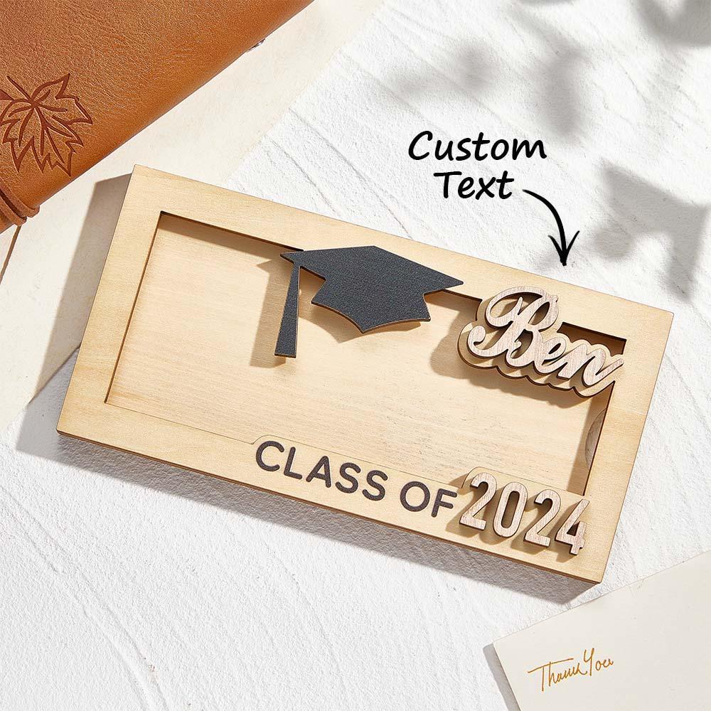 Nombre Personalizado, Graduación Cortada Con Láser, Soporte De Madera Para Efectivo, Regalo De Dinero Para Graduados Universitarios De La Clase 2024 - TuNombrecollar
