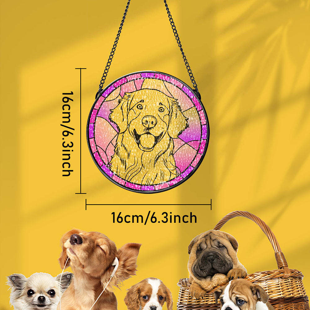 Retrato Personalizado De Mascotas Suncatcher Vidrieras Adorno Para Mascotas Regalos De Recuerdo Para Amantes De Las Mascotas - TuNombrecollar