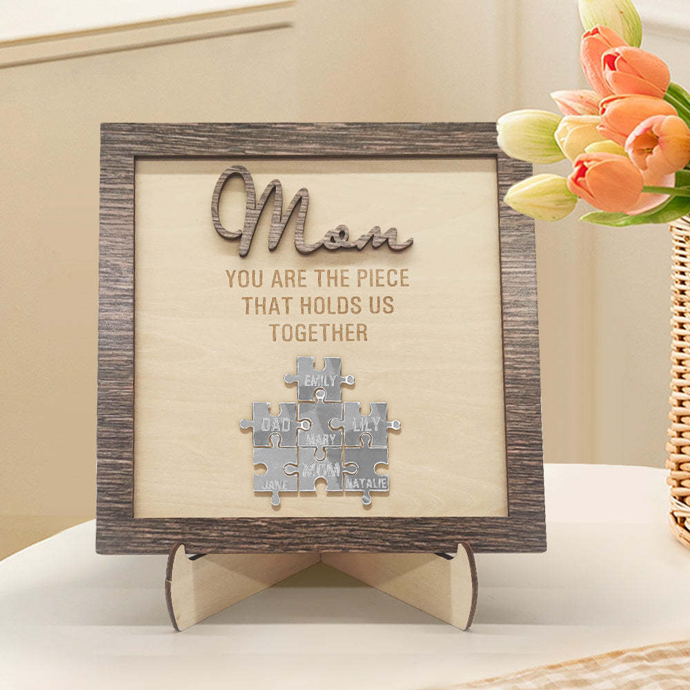 Placa De Rompecabezas Personalizada Para Mamá: Eres La Pieza Que Nos Mantiene Unidos. Regalo Para El Día De La Madre. - 