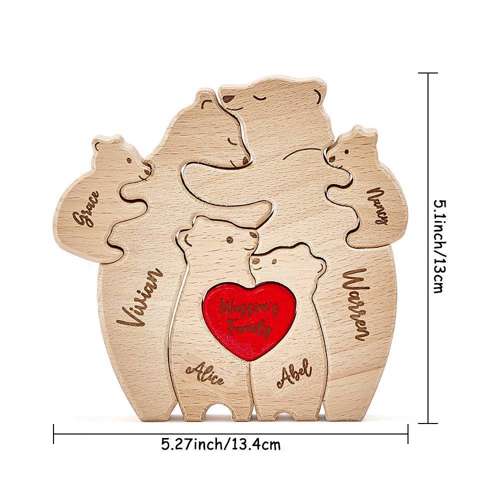 Osos De Abrazo De Madera Personalizados, Nombres De Miembros De La Familia Personalizados, Rompecabezas, Regalos De Decoración Del Hogar - TuNombrecollar