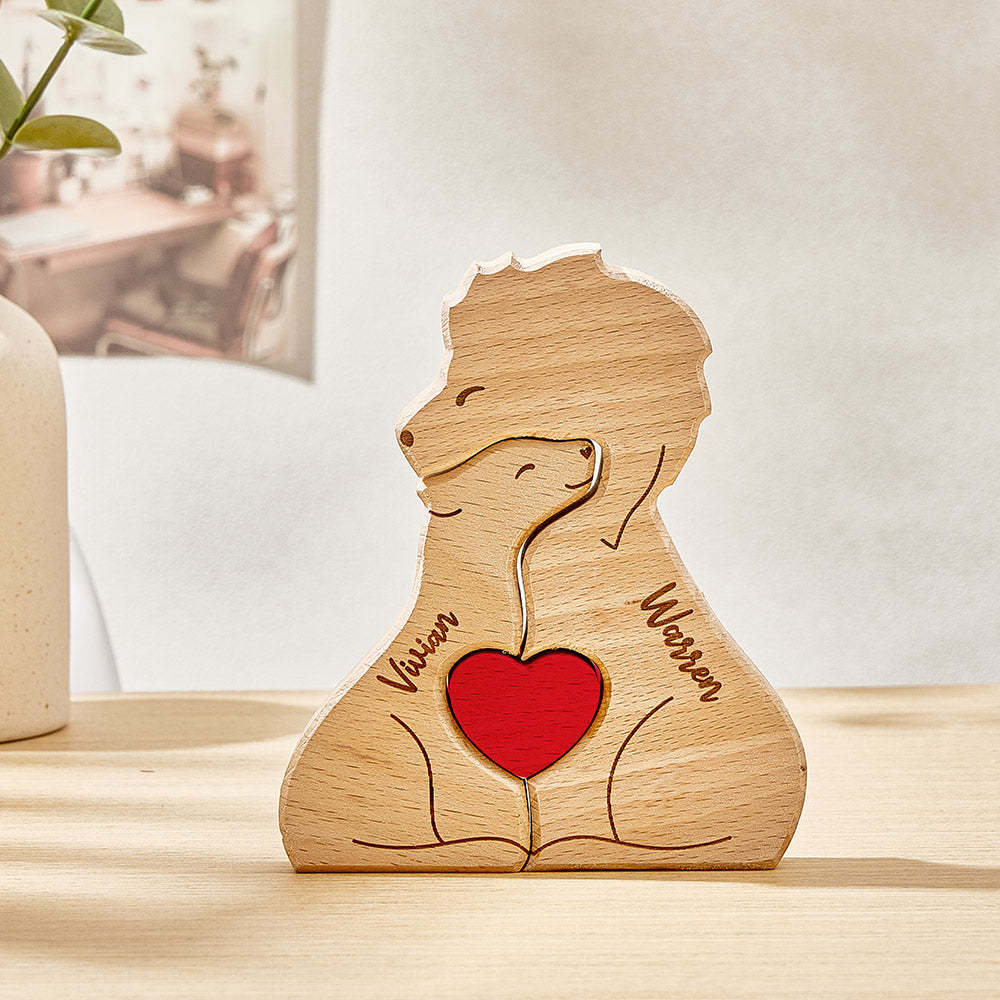 Leones De Madera Personalizados, Nombres De Miembros De La Familia Personalizados, Rompecabezas, Regalos De Decoración Del Hogar - TuNombrecollar