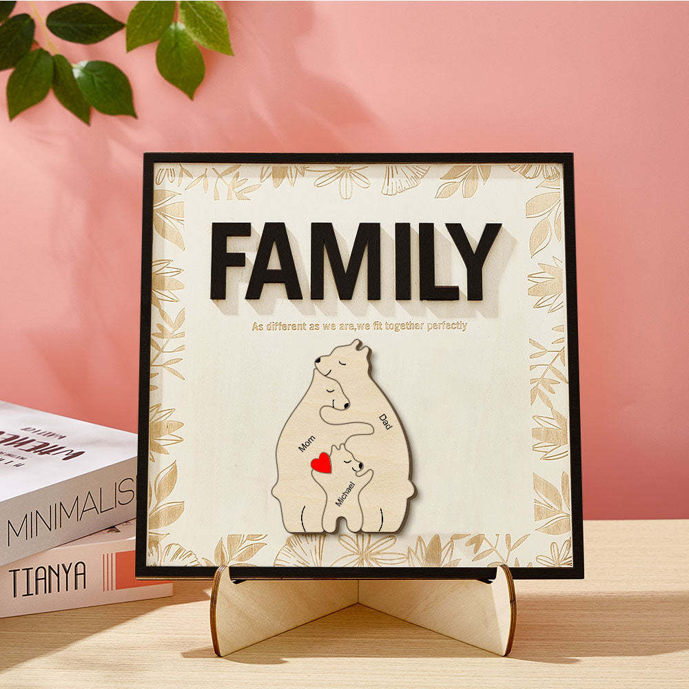 Placa De Madera Personalizada Del Oso Familiar, Regalo Personalizado Del Signo Del Nombre Del Miembro De La Familia Para Mamá - TuNombrecollar