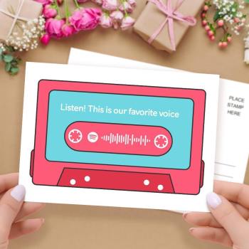 Tarjetas De Música Con Código Spotify Escaneables Personalizadas Cinta Magnética Rosa Para El Día De La Madre