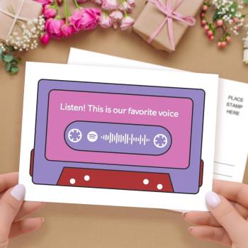 Tarjetas De Música Con Código Spotify Escaneables Personalizadas Cinta Magnética Morada Para El Día De La Madre