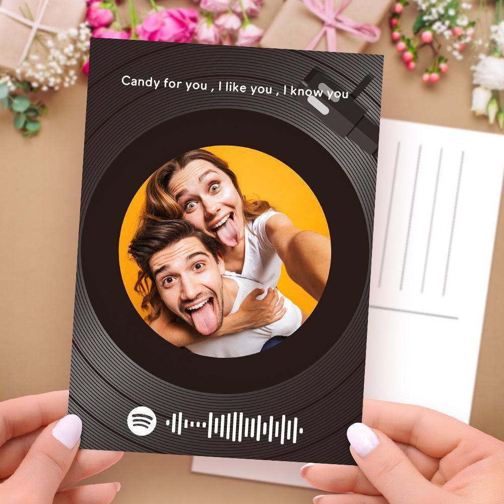 Código Spotify Escaneable Tarjetas De Música Estilo Disco De Vinilo Con Su Canción De Amor Para La Pareja