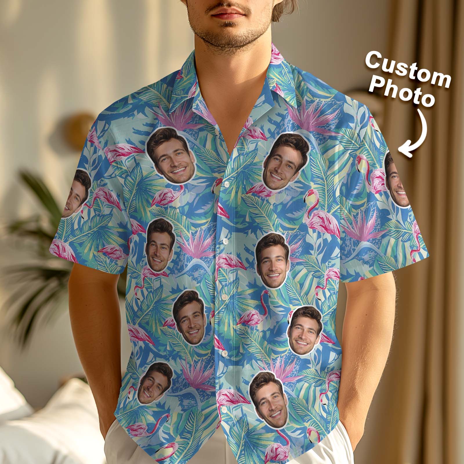 Regalo Con Foto Personalizada Para Hombre. Personaliza Tu Propia Camiseta Aloha. Regalo Para El Día Del Padre.
