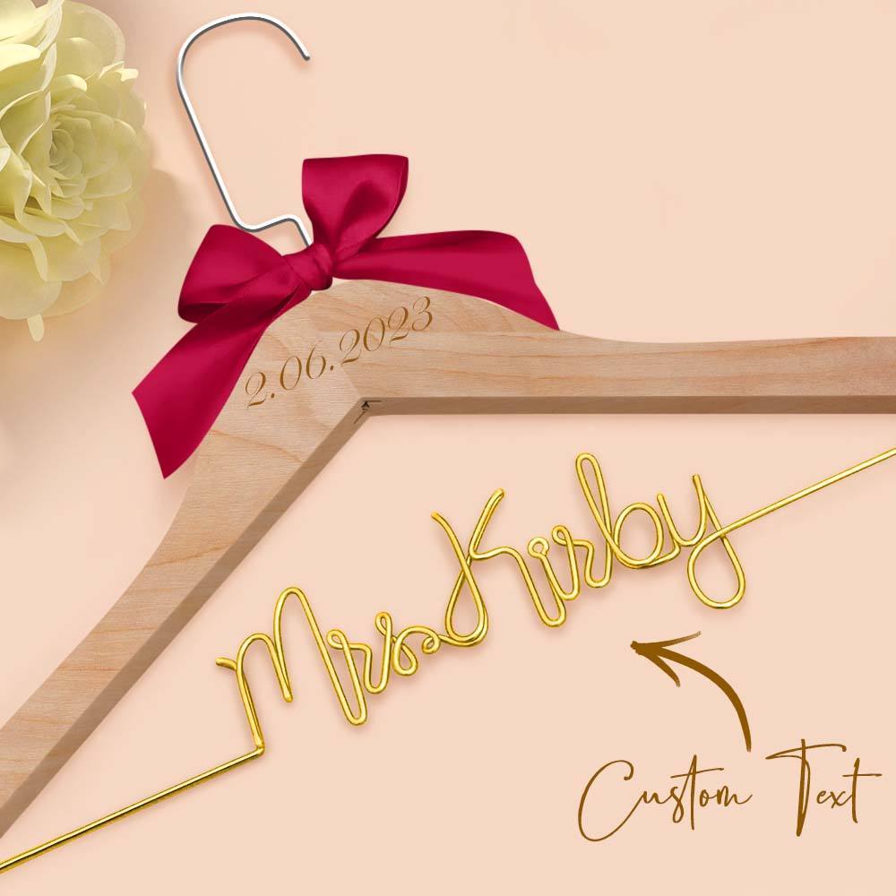Percha Nupcial Personalizada, Percha Con Nombre De Boda, Percha De Boda Personalizada, Percha Para Vestido, Regalos De Boda - TuNombrecollar