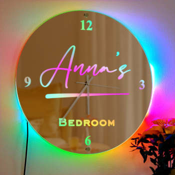 Nombre Personalizado Reloj Espejo Luz Decoración De Pared - TuNombrecollar