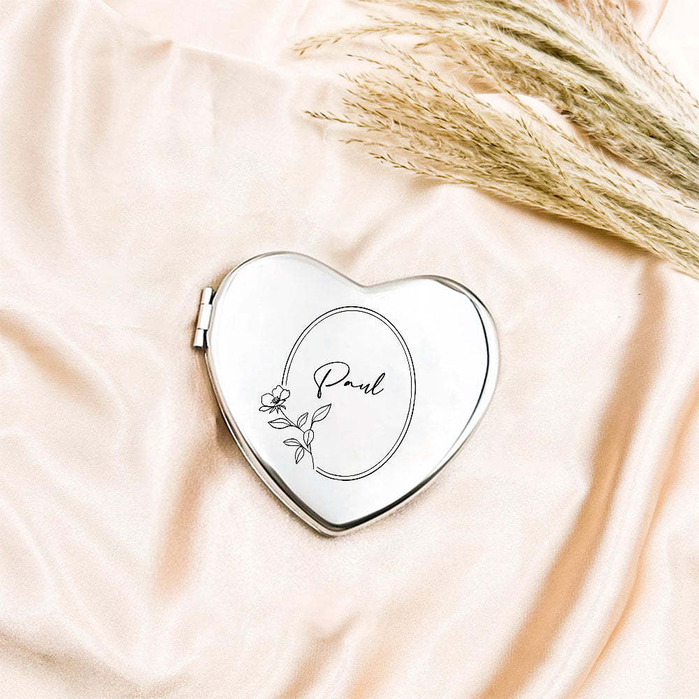 Favor De Espejo Compacto De Plata Grabado Personalizado, Espejo De Bolsillo Con Nombre Grabado Personalizado, Regalo Para Ella, Regalos De Dama De Honor, Regalos De Fiesta De Bodas - TuNombrecollar