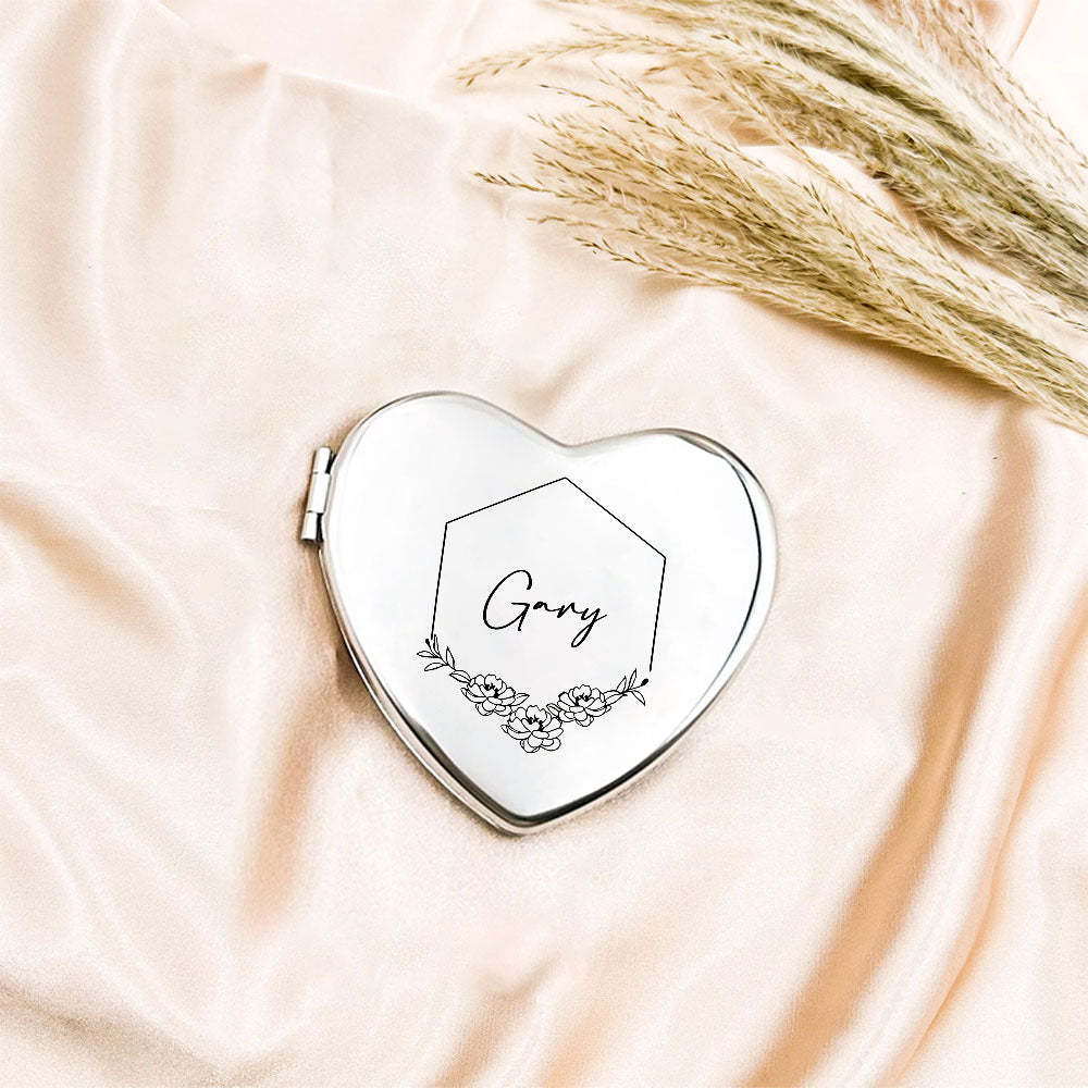 Favor De Espejo Compacto De Plata Grabado Personalizado, Espejo De Bolsillo Con Nombre Grabado Personalizado, Regalo Para Ella, Regalos De Dama De Honor, Regalos De Fiesta De Bodas - TuNombrecollar