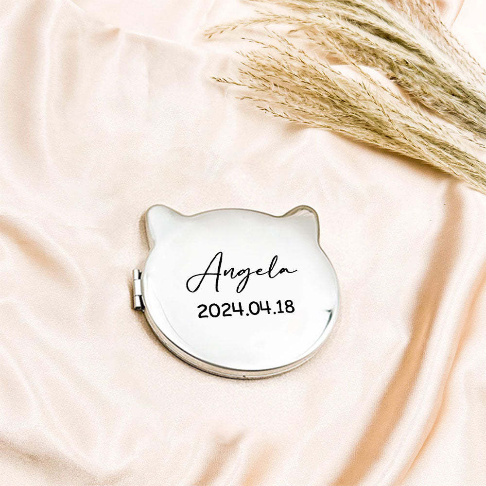 Favor De Espejo Compacto De Plata Grabado Personalizado, Espejo De Bolsillo Con Nombre Grabado Personalizado, Regalo Para Ella, Regalos De Dama De Honor, Regalos De Fiesta De Bodas - TuNombrecollar
