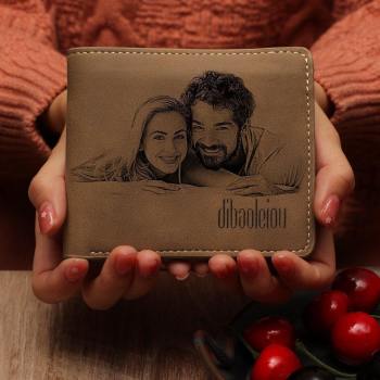 Cartera Corta Personalizada Con Foto Grabada Para Las Personas Que Amas