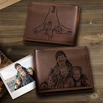Cartera De Cuero Con Foto Grabada Personalizada, Regalo Del Día Del Padre Para Papá - TuNombrecollar