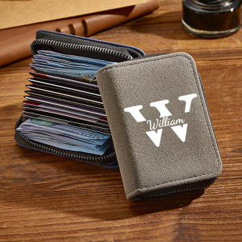 Cartera De Cuero Personalizada Con 18 Ranuras Para Tarjetas Tarjetero Monedero Regalo De Cumpleaños Para Él - TuNombrecollar
