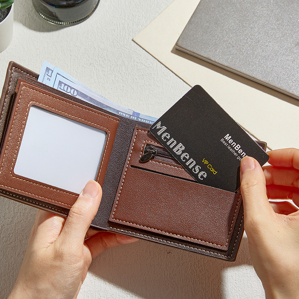 Regalos Para El Día Del Padre: Billetera De Cuero Con Foto Grabada Y Nombre Personalizado. Billetera Con Inicial Grabada Y Foto Personalizada. Regalo Único Para Él. - 