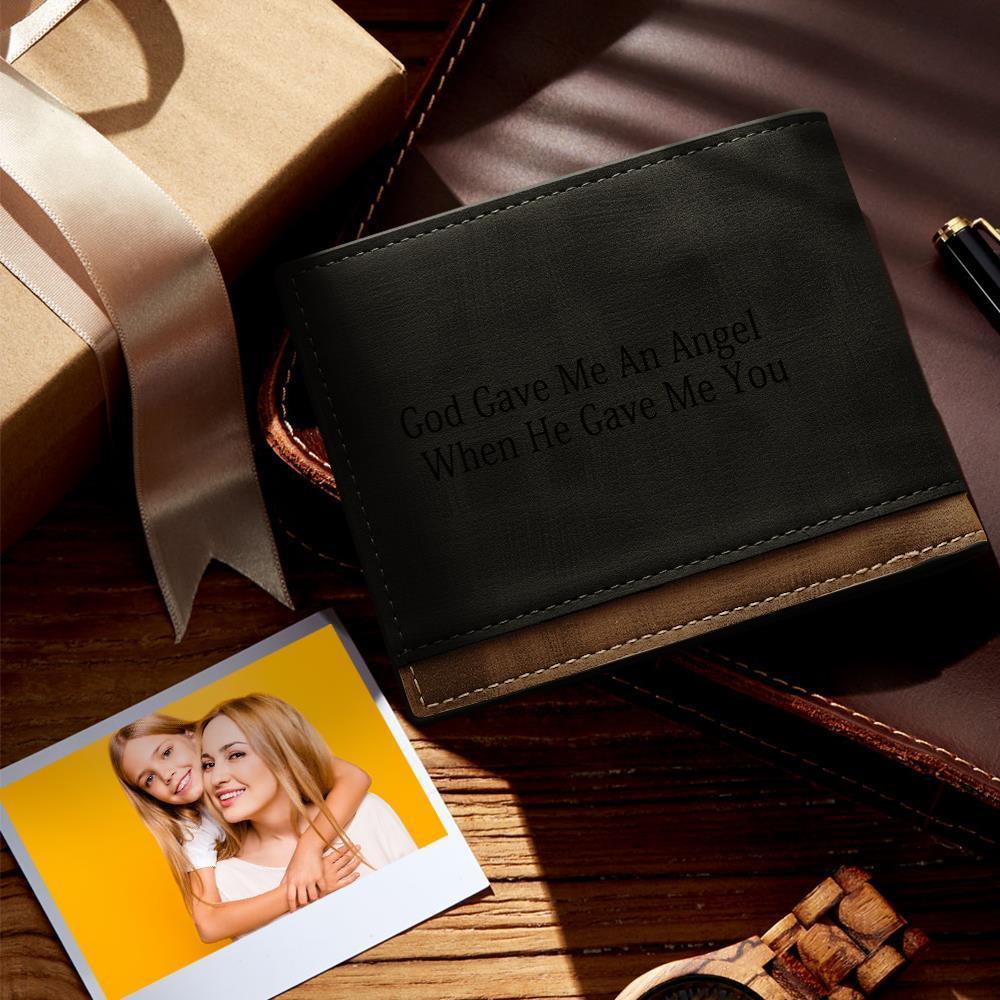 Cartera De Cuero De Estilo Clásico Con Foto Grabada Personalizada Para Hombres