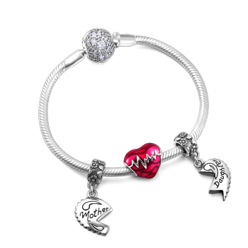 Pulsera Madre Amor Hija Plata De Ley 925