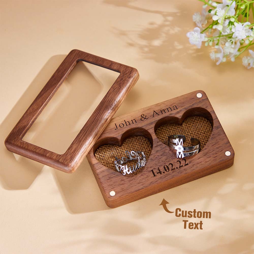 Caja De Anillo De Amor Grabada Caja De Embalaje De Joyería Visible Personalizada Para Parejas - TuNombrecollar