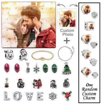 Joyería Fotográfica Personalizada Calendario De Adviento Foto Charm Navidad Sorpresa Caja Ciega Pulsera 24 Calendario Cuenta Atrás Caja De Regalo Pulsera - TuNombrecollar