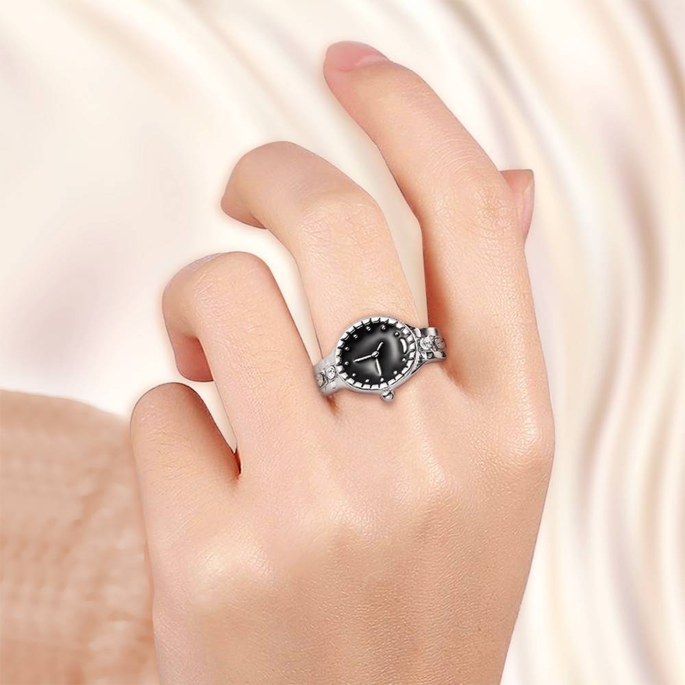 Reloj Anillo Con Diamantes De Imitación Cristal Aleación Plata Mujer S