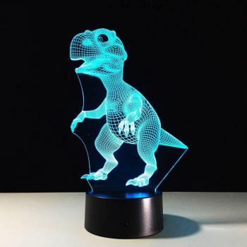 Tiranosaurio Rex Luz Nocturna De Colores En 3D Toque Siete Colores