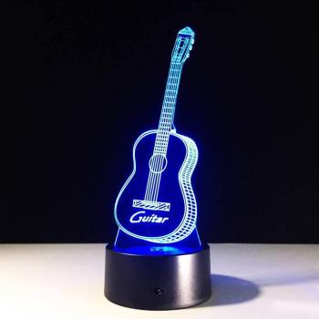 Guitarra 3D Colorful Night Light Touch Seven Color Change