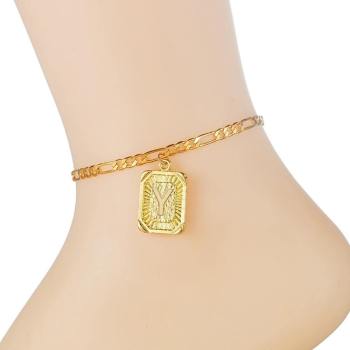 Y Colgante de letra mayúscula con cadena de pie de tobillera (de la A a la Z)