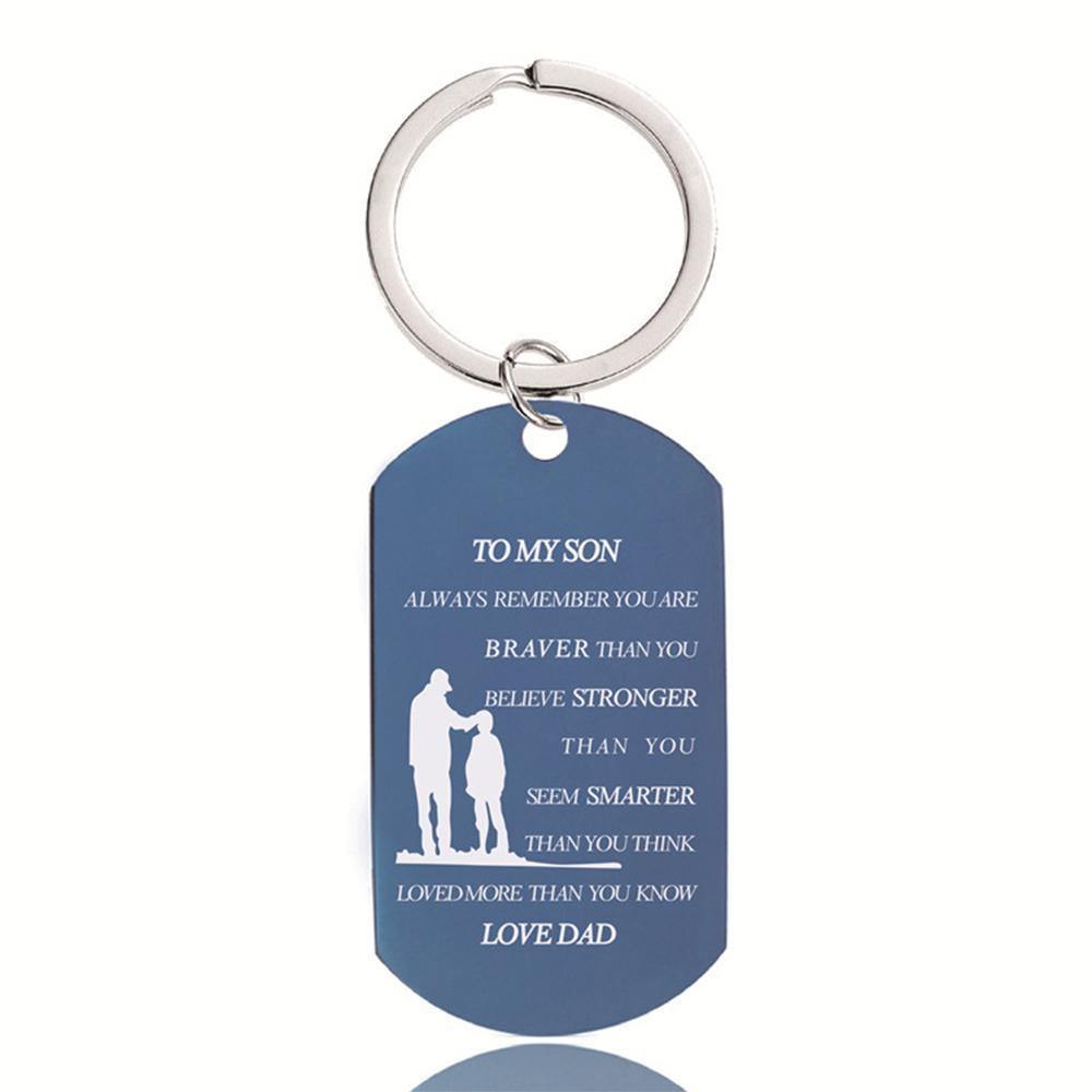 TO MY SON Keychain Blue Color Love Dad -