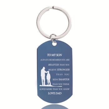 TO MY SON Keychain Blue Color Love Dad -