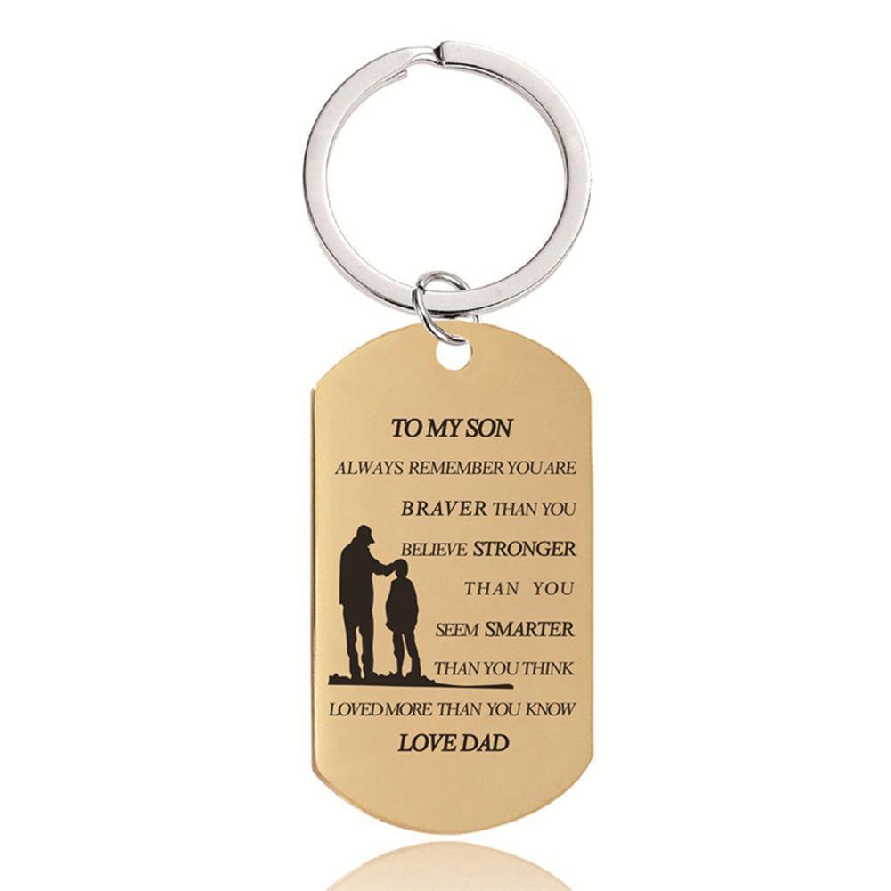 TO MY SON Keychain Golden Color Love Dad -