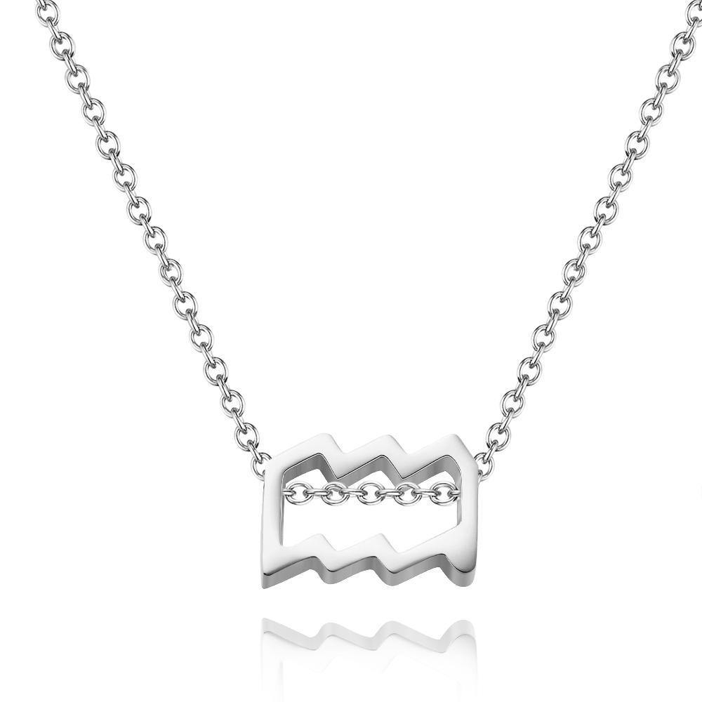 Collar Doce Constelaciones-Acuario-Anti-Oxidación Acero Inoxidable