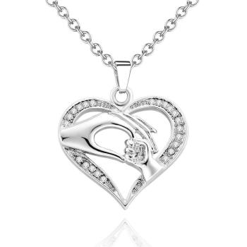 Collar Creativo Mano En Mano Colgante De Corazón Regalo Plata