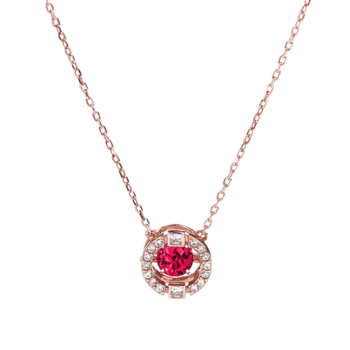 Collar De Piedra Bailarina Roja Plata Dorada